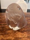 Clear and Frosted Glass Panda Paperweight Art Glass Sculpture