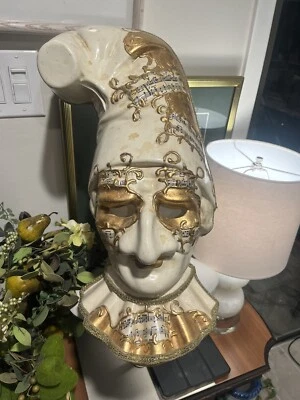 Vintage Maschera Del Galeone Gold & White Handmade Venetian Mask With Original - Image 1 of 4