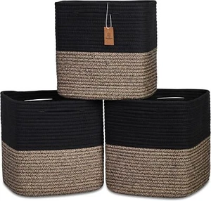 13 Inch Storage Box Cotton Rope Woven Basket|Storage Cubes|Fabric StorageBaskets - Picture 1 of 9