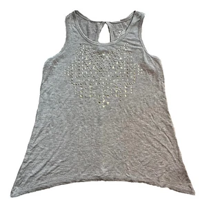 Justice Girls’ Grey Studded Keyhole-Back Tank Size 10 - Picture 1 of 7