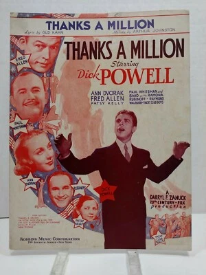 Thanks A Million Sheet Music Film Soundtrack Piano Voice Guitar Dick Powell  F3W - Image 1 of 3