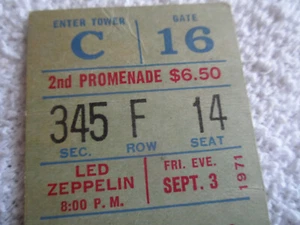 LED ZEPPELIN 1971 Original Boleto de Concierto STUB___Madison Square Garden, Nueva York - Imagen 1 de 8