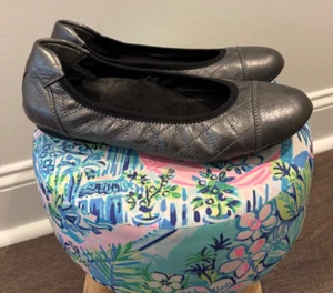 Vionic Damen Gr. 8 Gesteppt Grau Silber Leder Eva Ballerinas Komfort - Bild 1 von 9