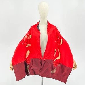 RARE 90s Chico’s 100% Silk Satin Red Black Asian Large Scarf Shawl Wrap - Picture 1 of 9