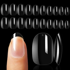 500Pcs Short Oval Nails Tip Press on Nails Full Cover Clear False Nails Acrylic - Picture 1 of 12