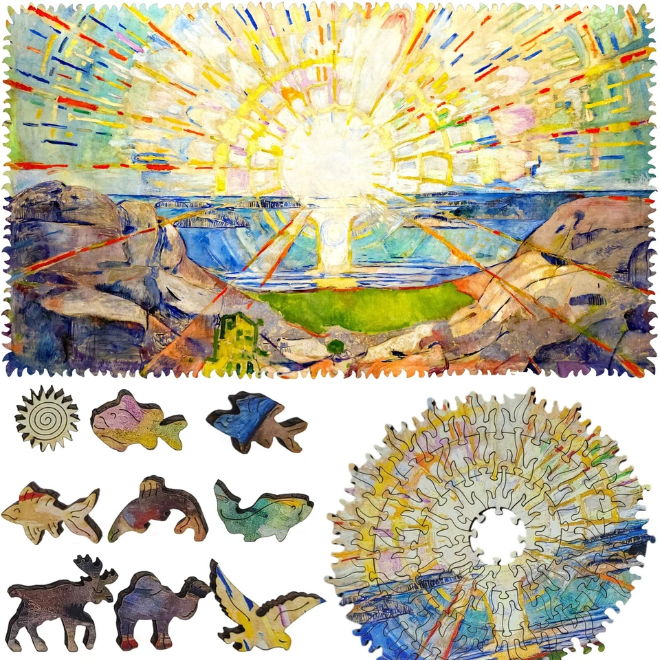 Wooden Jigsaw Puzzle for Adults by FoxSmartBox - 323 Pieces - The Sun - Image 1 of 4