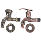 2 Pcs Antique Faucet Copper Alloy Bathroom Tap Retro Water Faucets For Sinks