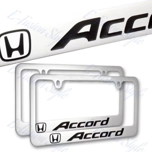 2pc For HONDA ACCORD Plated Brass License Plate Frame Hand Painted Engraved - Picture 1 of 3