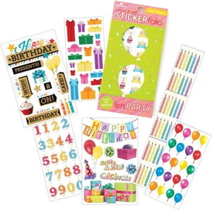 Happy Birthday Stickers Set, Multi - Picture 1 of 12