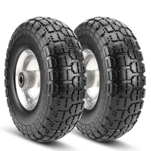 2 piezas neumáticos de goma maciza de 10 pulgadas 4,10/3,50-4" neumático sin plano 5/8" diámetro del eje de rueda - Imagen 1 de 13