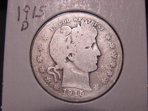 1915-D BARBER QUARTER G POPULAR BETTER DATE FREE SHIPPING Cover