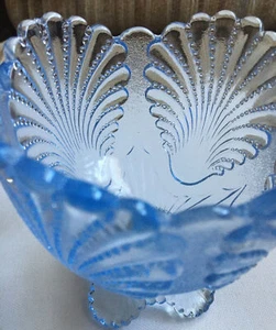 Mosser Blue Stippled Shell Small Bowl. Signed Perfect 4-1/2” High X 4-3/8” W - Picture 1 of 8