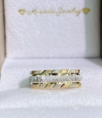 14k Solid Multi Tone Gold Shiny Band Ring. Sz 6. 3.66 Grams - Image 1 of 4