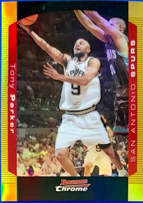 2004-05 Bowman Chrome Gold Refractor #9, Tony Parker #d 32/50, Spurs HOFer! - Image 1 of 4
