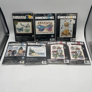 dimensions cross stitch kit lot 5x7 mixed styles vintage and early 2000s - Picture 1 of 2