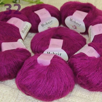 Sale New 8BallsX25g Luxury Soft Mohair Warm Wrap Shawl Hand Knit Crochet Yarn 32 - Image 1 of 4