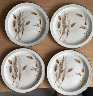 Vintage Wedgewood Midwinter Stonehenge Set x 4 Side Plates 20 Cm Wild Oats VGC - Image 1 of 2