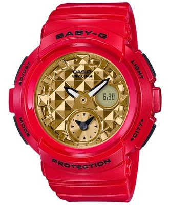Casio Baby-G * BGA195VLA-4A Studs Anadigi Dial Gloss Gold x Red Watch for Women - image 1 of 4
