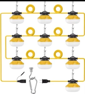 LEDIARY 100FT LED Construction String Lights, 100W 13000 LM Linkable 10 Lights - Picture 1 of 8