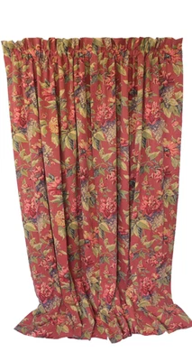 Cortinas florales rojas Croscill Serena 84x40 par de cortinas forradas + lazos Foto 1 de 4