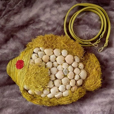 Jamin Puech Fish Bag 2019 S/S Rafia Shoulder Summer Yellow Used from japan - Image 1 of 4