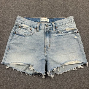 Pantalones Cortos Novio Abercrombie Fitch Tiro Medio Mujer 26/2 Azul Denim Envejecido - Imagen 1 de 11