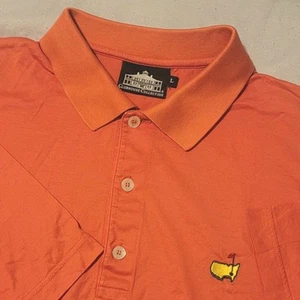 Masters Clubhouse Collection Polo Shirt Men's Large Orange Augusta Golf Solid - Picture 1 of 4