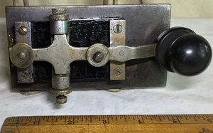 vintage CAST-IRON BASE antique RR railroad /Railway TELEGRAPH KEY old Morse Code - Photo 1/4
