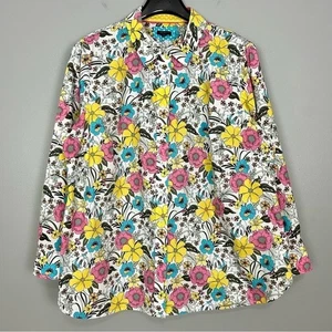 Talbots Baumwolle Hemd mit Knopfleiste Damengröße 2X Blumenmuster Gartenparty Druck - Bild 1 von 8