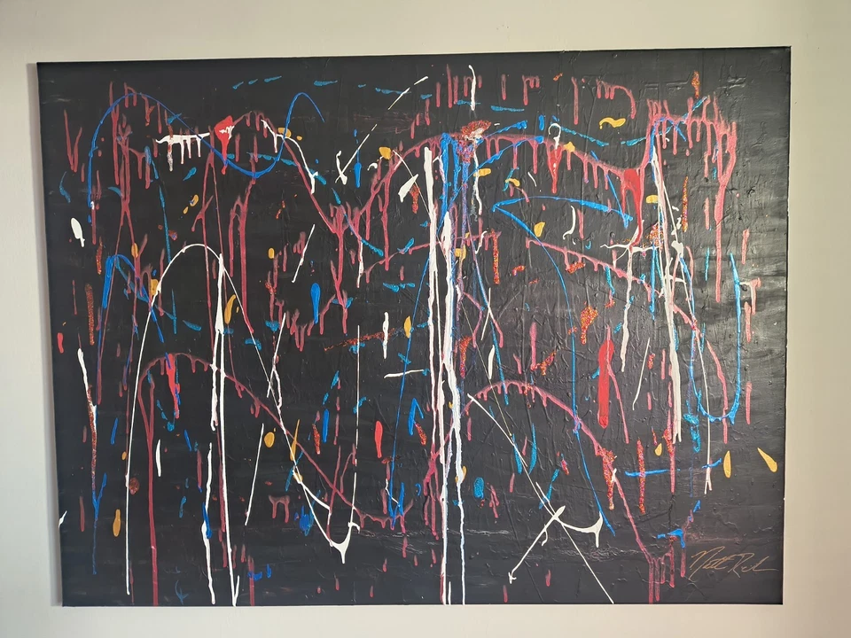 Arte Abstracto Jackson Pollack Inspirado Original Colorido ARTE 48"x36" Foto 1 de 4