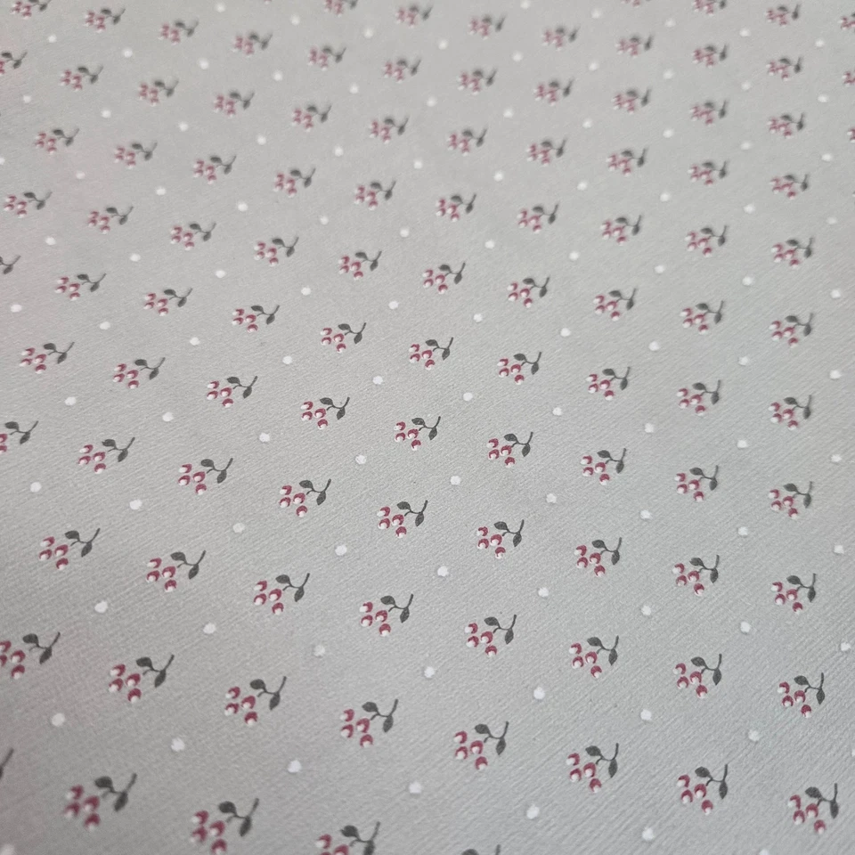 Papel Pintado Vintage Gris Rojo Acebo Flor Micro Impresión 13 + pies x 21" Foto 1 de 4