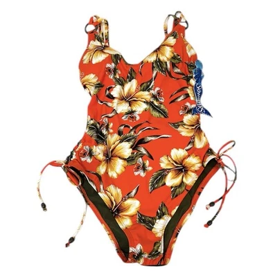 Nuevo con etiquetas Traje Milagro Skinny Dippers Una Pieza Tropical Naranja Floral Talla M Foto 1 de 4