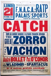affiche ancienne - GALA CATCH - the great Zorro / Paul Vachon 21 dec 1964 - Picture 1 of 1