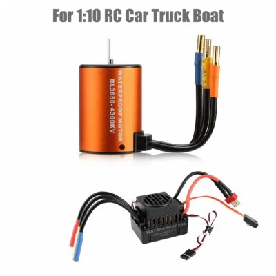 For 1:10 RC Car Truck Boat Waterproof Brushless Motor 3650 4300KV w/ 60A ESC Kit - Image 1 of 4