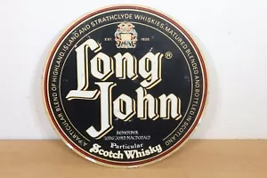 Letrero publicitario de whisky escocés Long John circular de metal redondo pub bar Escocia - Imagen 1 de 15