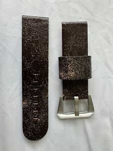 WATCH STRAP/BAND GENUINE VINTAGE DISTRESSED  BROWN LEATHER 24mm