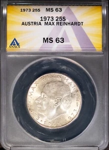 1973 25S Austria Max Reinhardt MS 63 ANACS # 7670533 + Bonus - Picture 1 of 2