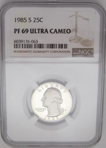 1985-S Washington Quarter NGC PROOF Graded PF69 ULTRA CAMEO - NEW Slab Cover