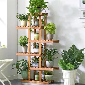 Reinforced 52" Tall 6 Tier Wood Plant Stand Corner Shelf Flower Rack Garden Home - Picture 1 of 12
