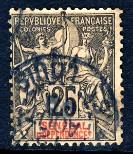 SENEGAL & DEPENDANCIES 1892 Tablet Key-Type 25c. Black & Red on Pink SG 15 VFU - Picture 1 of 2