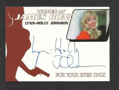 LYNN HOLLY JOHNSON SIGNED AUTOGRAPH CARD AUTHENTIC AUTO JAMES BOND RITTENHOUSE - Image 1 of 2
