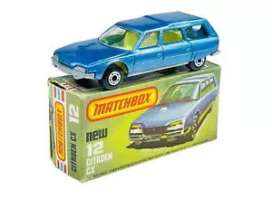 Matchbox Lesney Superfast MB12 Blue Citroen CX w/L Style Box - Picture 1 of 12