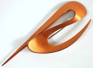 Vtg REBAJES Designer Signed Copper MODERNIST Abstract Free Form 3.5" Brooch Pin - Picture 1 of 6