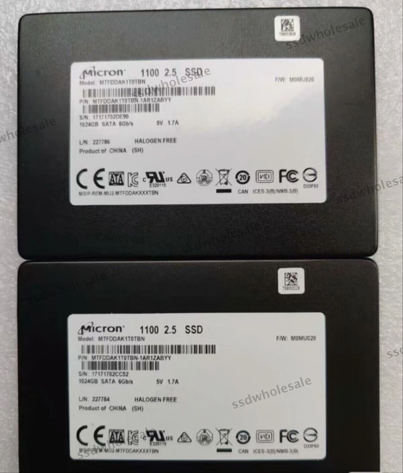 100% Health  Micron 1100 1TB SSD Solid State Drive MTFDDAK1T0TBN SATA III 2.5in - Image 1 of 1