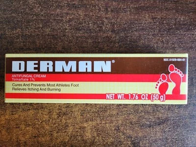 NUEVA CREMA ANTIMICÓTICA DERMAN 1,76 OZ TOLNAFTATO 1% PARA PIE DE ATLETA 08/2026 Foto 1 de 4