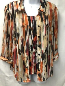 Rebecca Malone Woman pm Orange, Red, black & white Blouse Top, Button Up &Blouse - Picture 1 of 10