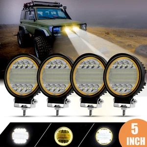 4 PIEZAS 5 pulgadas 200W redondas LED luces de trabajo punto inundación conducción antiniebla ámbar lámpara todoterreno - Imagen 1 de 14