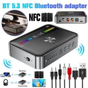 Bluetooth 5.3 Transmitter Receiver 3.5mm AUX RCA TV Home Stereo Audio Adapter US - Picture 1 of 16
