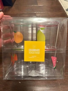 Celebrate Together Summer 4 pack of plastic glasses cups NEW Fruit - Picture 1 of 1