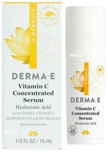 DERMA E Vitamin C Concentrated Serum Hyaluronic Acid,15ml TRAVEL SIZE NEW W/ BOX - Picture 1 of 1